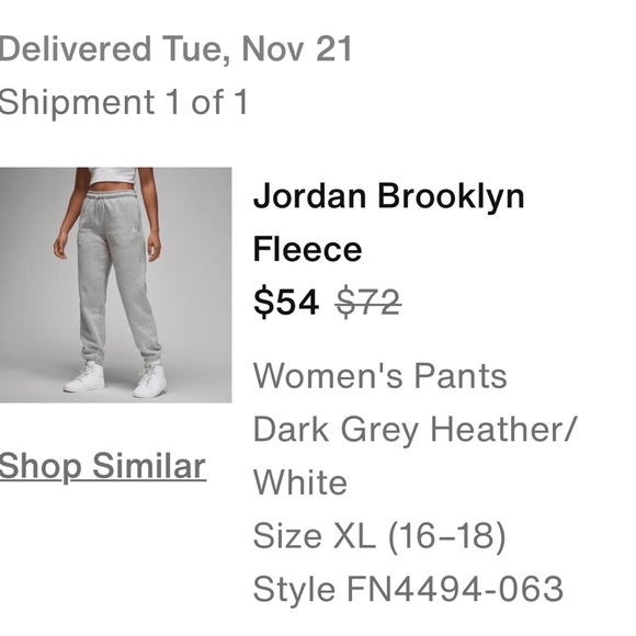 Jordan Brooklyn Fleece Dark Grey Heather Pants - Picture 2 of 2